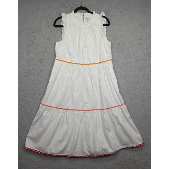 J Crew Dress Womens 6 White Cottagecore Ruffle Tiered Lace Cottagecore Prairie - Picture 2 of 16
